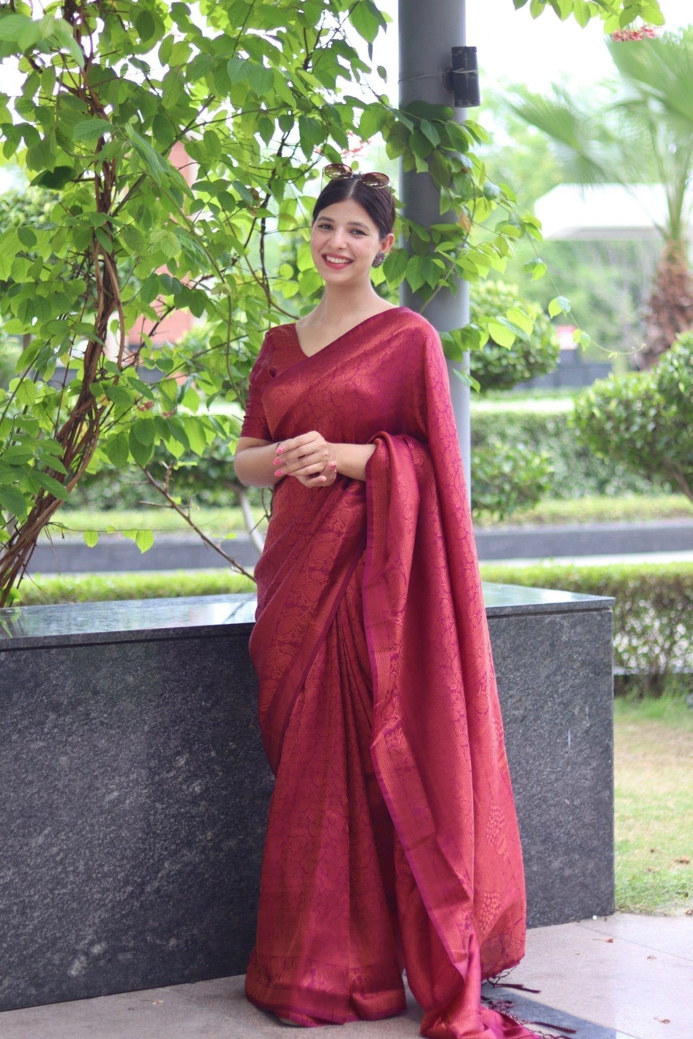 Pure Gaji Silk Saree Weaved With  Zari Comes With Tassels